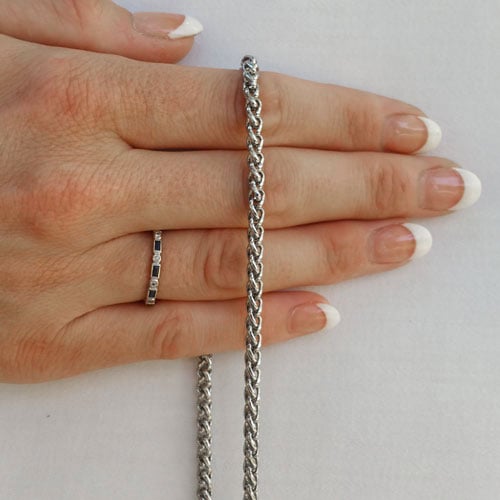 Image of NICKEL Chain Luxury Strap - Mini Braided Chain - 3/16" (4mm) Wide - Choose Length & Hooks/Clasps