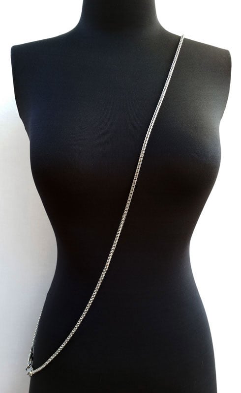 Image of NICKEL Chain Luxury Strap - Mini Braided Chain - 3/16" (4mm) Wide - Choose Length & Hooks/Clasps