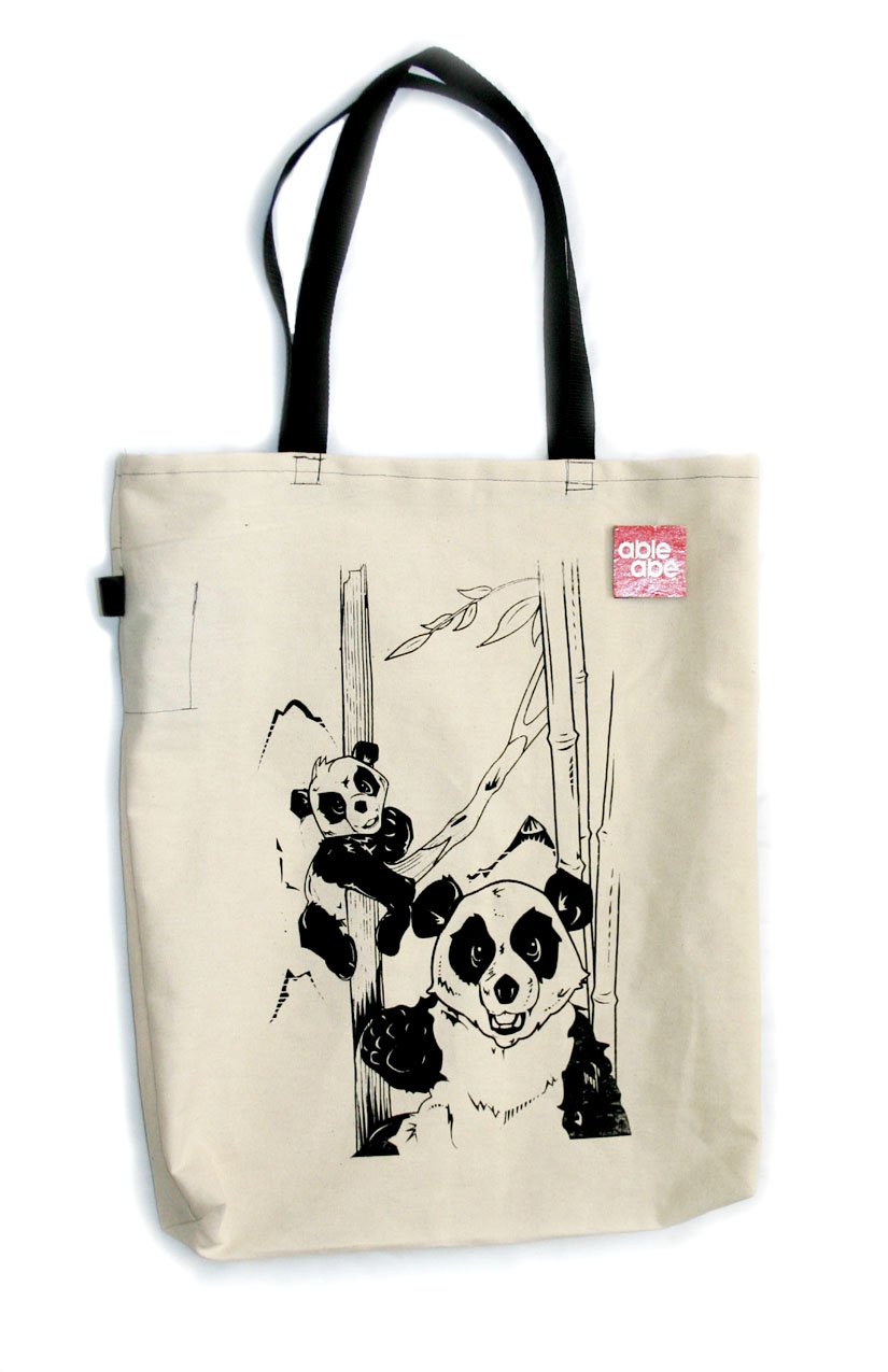 Image of Panda embellished double strap tote