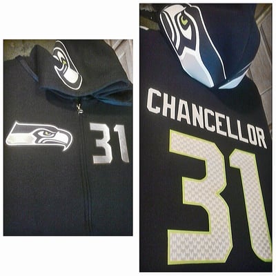 Image of Navy Blue 'Hawks inspired hoodie. Any Name/Number!