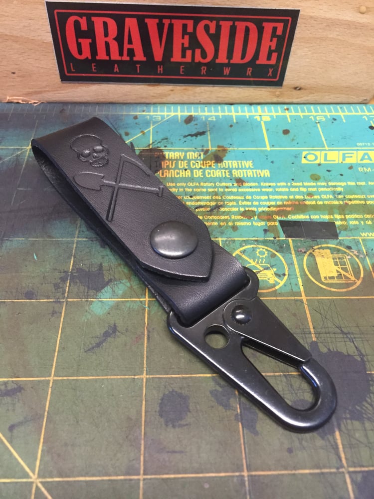 Image of Lights Out, Leather Keychain, Military Style HK Clip 