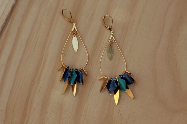 Image of Boucles d'Oreilles Anna Créoles Gouttes Bleu