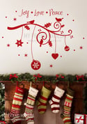 Holiday Branch - Joy, Love, Peace - wall decal for christmas