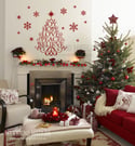 Wording Christmas tree with snow flakes wall decal for Christmas wall and window decal