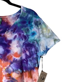 Image 8 of ♻️ UPCYCLED XXL Rib Knit Crop Tee in Earthy Rainbow Ice Dye