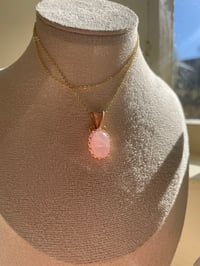 Image 4 of Gold Rose Quartz Oval Crystal Necklace