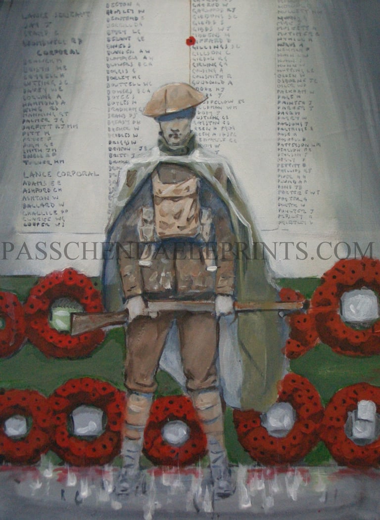 'MAN AT ARMS'  SIZE A3 GHOST SENTRY AT THE MENIN GATE ~ YPRES