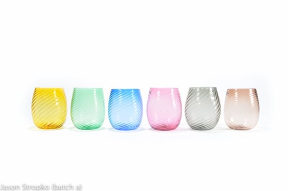 Image of 6 Rainbow, Stemless Wine Glasses, NEW COLORS COMING SOON