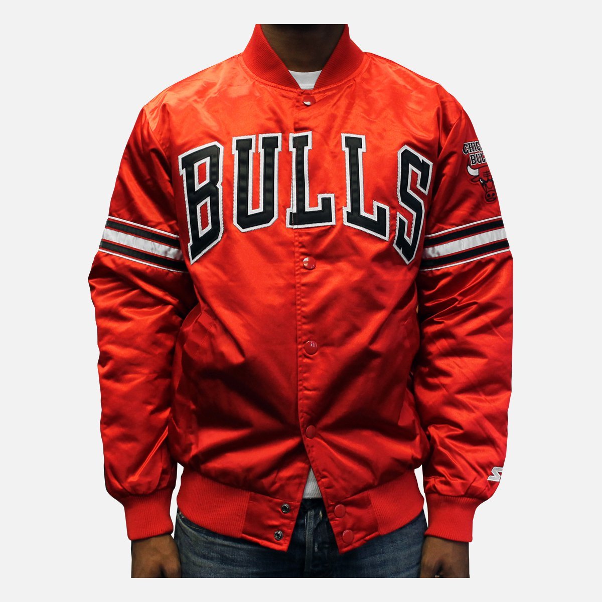 bulls satin starter jacket
