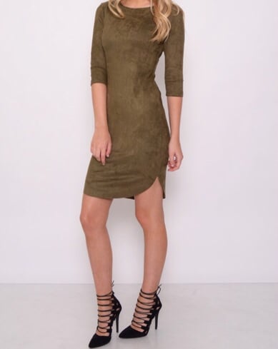 Image of Edge Bodycon suede dress