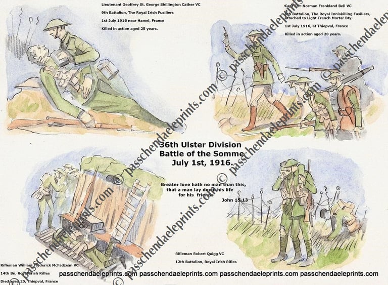 36TH ULSTER DIVISION VC'S 1ST  JULY 1916