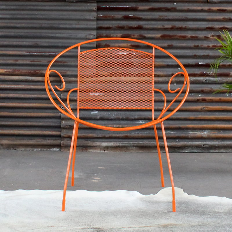 orange metal outdoor chair