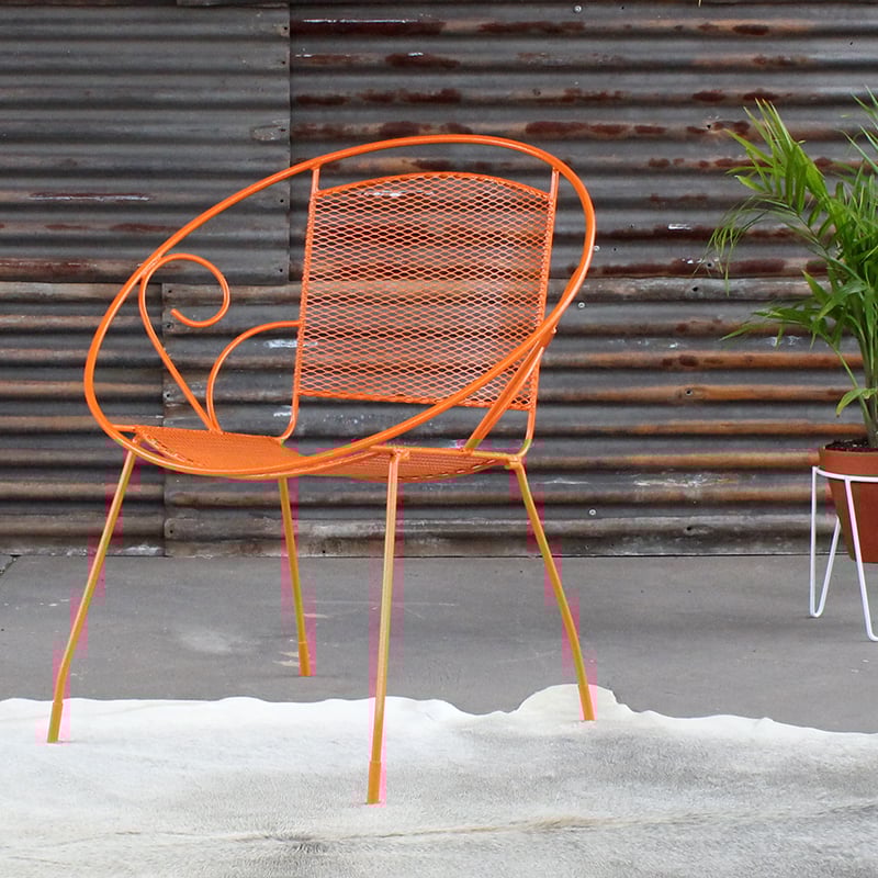 orange metal outdoor chairs