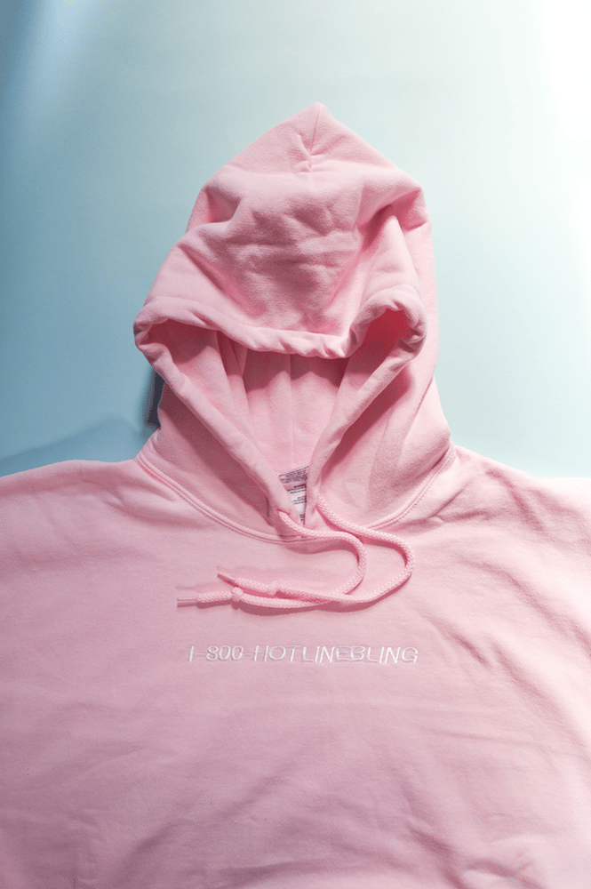 Image of soft pink "1-800-hotlinebling" hoodie / pullover