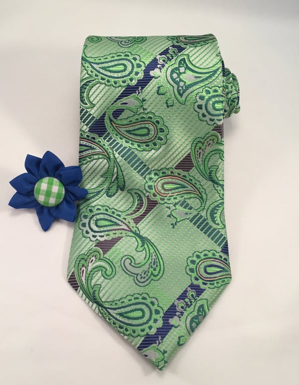 Image of Green & Blue Paisley Tie Set