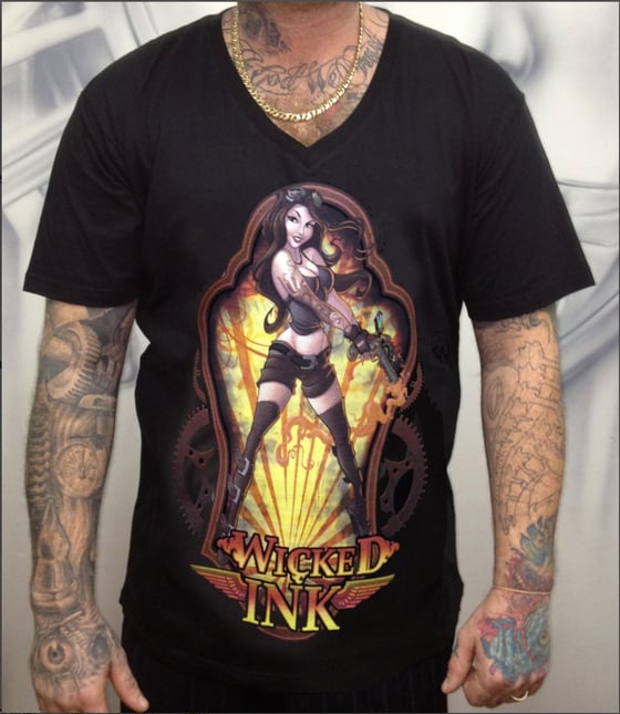 Image of Men's Black Steampunk V-Neck