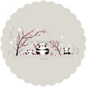 Wall Decal Sticker Pandas Having Fun in Cherry Blossom Field - dd1029 