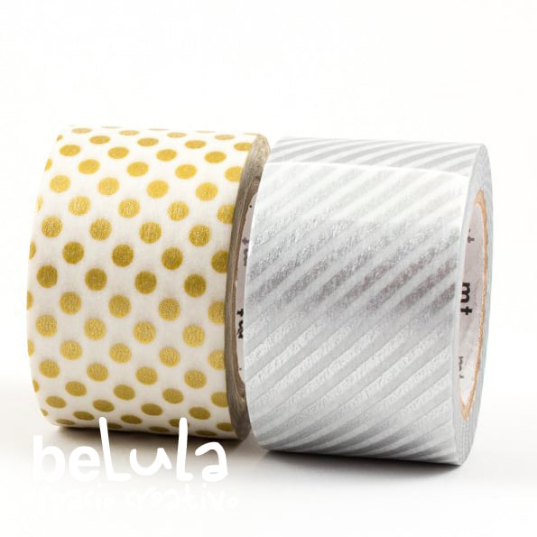 Image of Washi tape: MT Duo dot gold/stripe silver