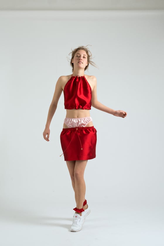 Image of THE RED SILK KNICKER SKIRT