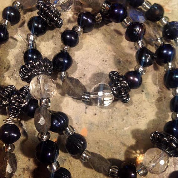Image of Prosperity <3 Picture Jasper with Black Pearls and Labradorite and Crystal Quartz