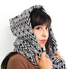 Feather Hoodie Scarf with Fringe