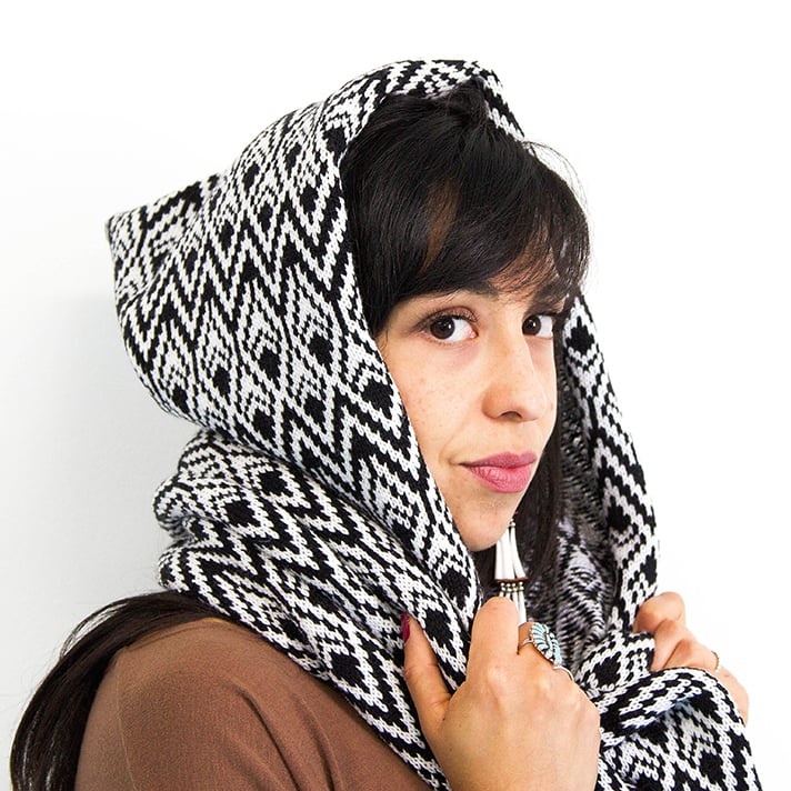 Image of Feather Hoodie Scarf with Fringe