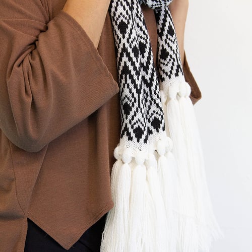 Image of Feather Hoodie Scarf with Fringe