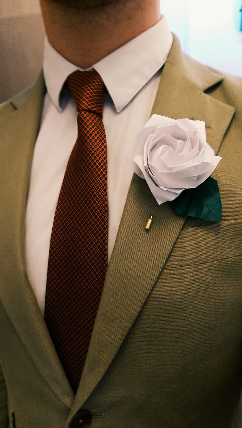 Image of Origami Rose Boutonnière