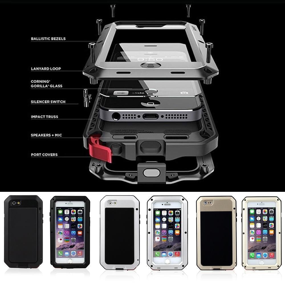 Image of Waterproof Shockproof Aluminum Gorilla Glass Metal Case for iPhone