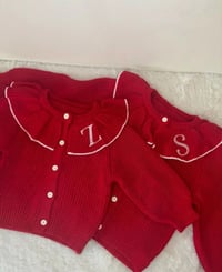 Embroided Frill Collared Cardigan   