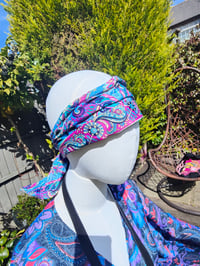 Image 4 of Boho head wrap with Wire - sari fabric Turquoise henna
