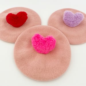 Image of Small Heart Pom Beret - Contrast Colors