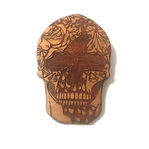 Image of Day of the Dead Illustrated Laser Engraved Peacock Sugar Skull