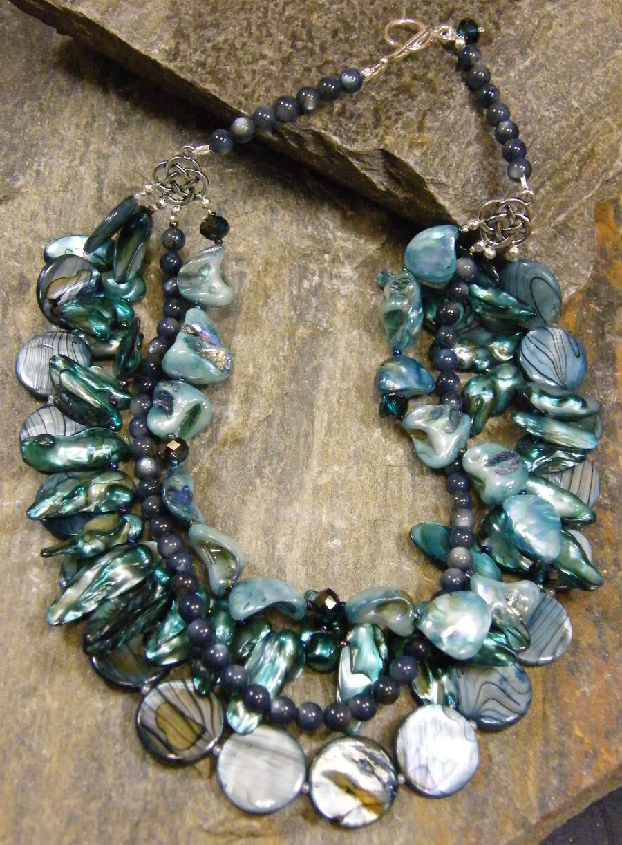 Image of Blue Lagoon Shell Necklace & Earrings