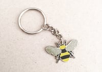 Image 1 of Manchester Bee BeeKeeper Enamel Keyring in Yellow