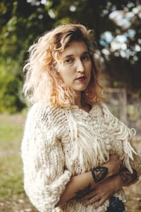 Image 1 of perth merino wool hand knit cardigan (shown in natural w/ fringe)