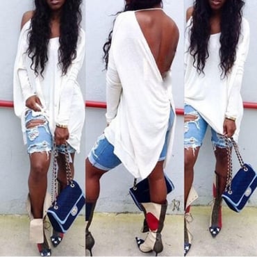 Image of White Backless Asymmetrical Mini Dress