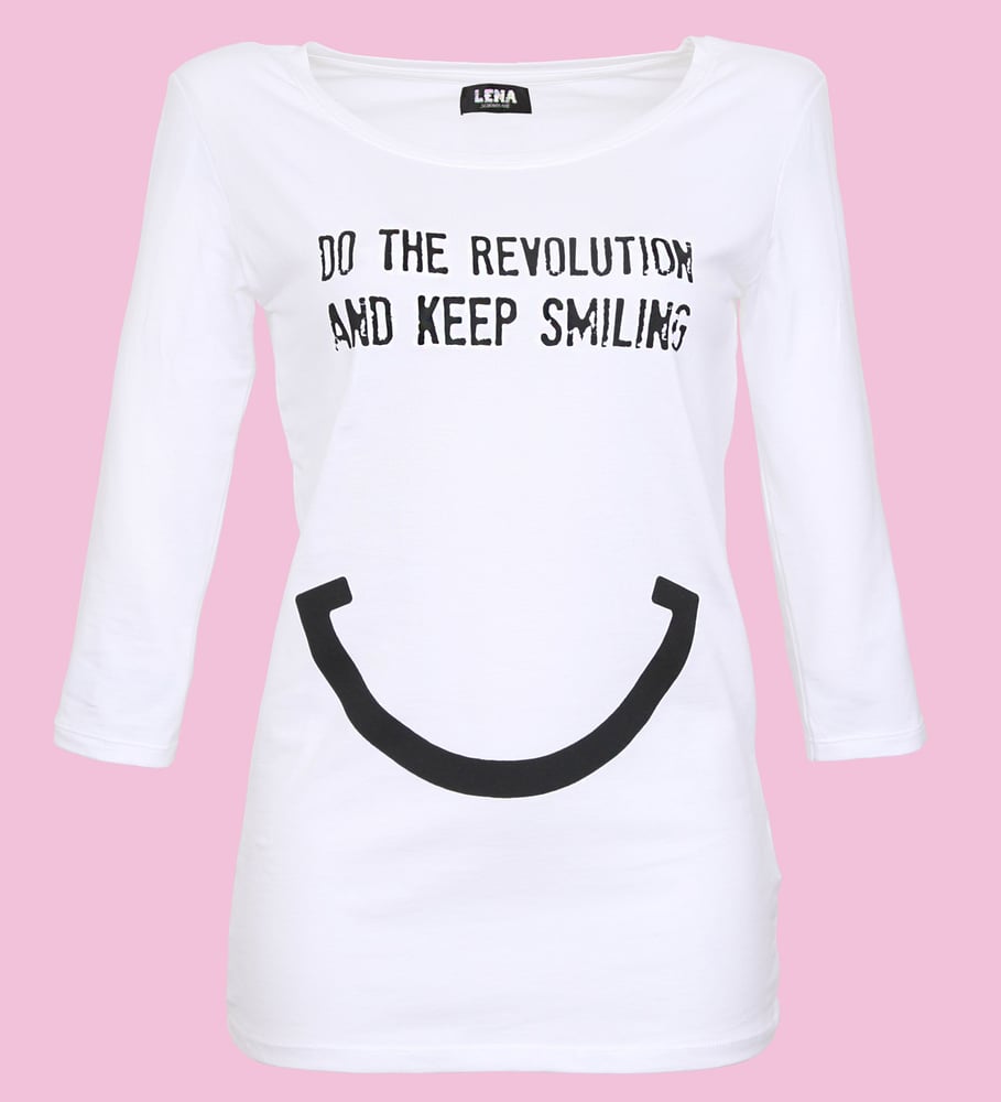 Image of DO THE REVOLUTION AND KEEP SMILING - Sleeve Shirt weiss