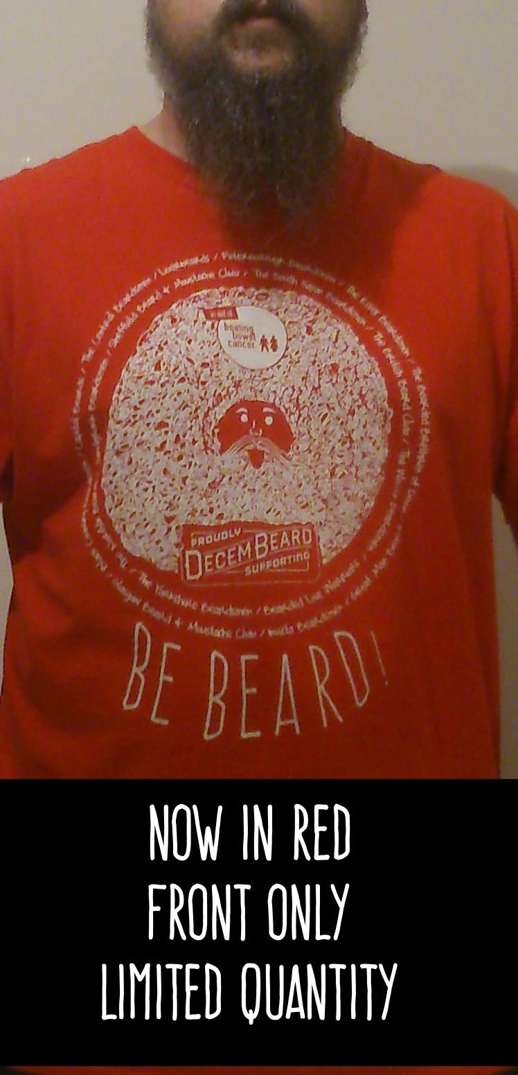 Image of Be Beard Decembeard T Shirt ( Front Only RED) Inc UK P&P