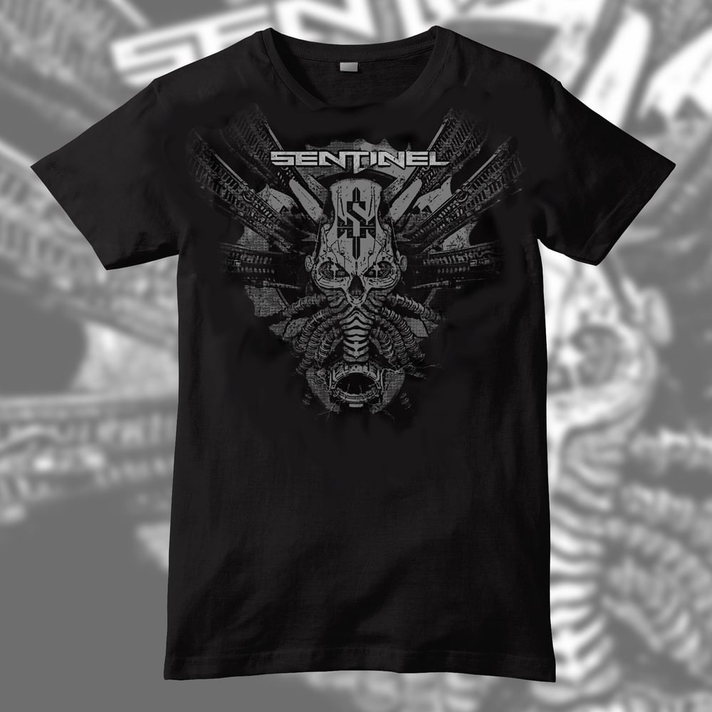 Image of Sentinel Mecha Skull Shirt Black and Gray