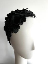 Image 1 of Black embroidered flower headpiece 