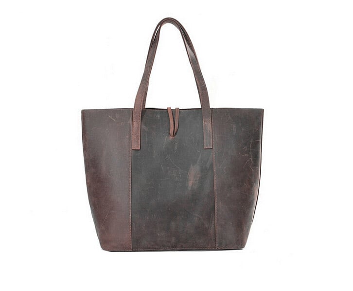 Handcrafted Vintage Crazy Horse Leather Women Tote Bag, Shopping Bag ...