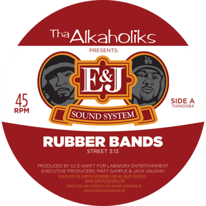 Image of THA ALKAHOLIKS PRESENTS: E&J SOUND SYSTEM "RUBBER BANDS" 7" (Beer Colored - Limited to 500 pieces)