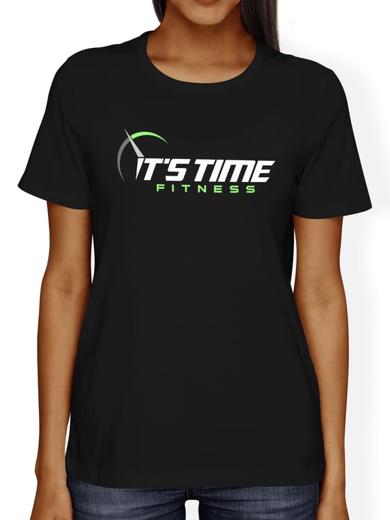 Image of It's Time Fitness Green Logo  Black Tee
