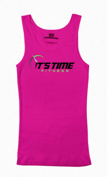 Image of It's Time Fitness Green Logo Pink Tank
