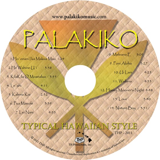 Image of Palakiko Music " Typical Hawaiian Style " 