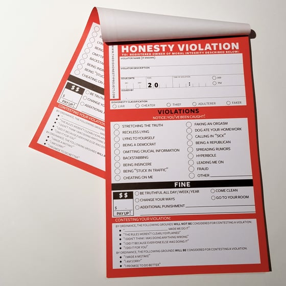 Image of (Dis)Honesty - The Truth About Lies - Honesty Violation Pad