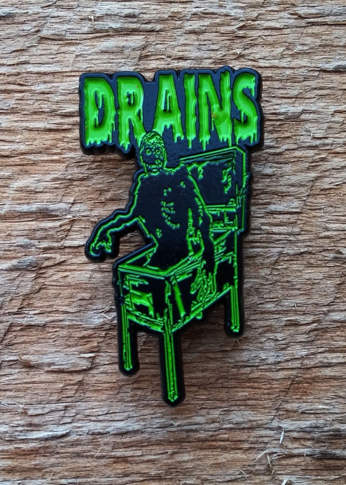 Image of Drains Enamel Pin Version II (Black and Green)