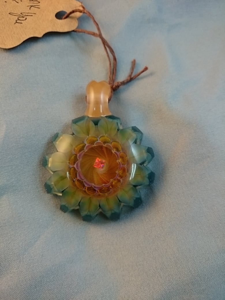Image of Juju Glass 2015 "Apricot Rain" Cut and Stacked Pendant