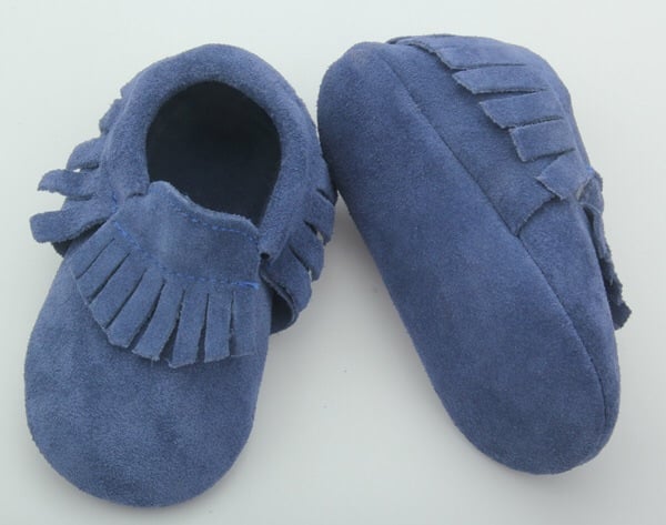 Image of Navy Blue- Suede Moccasins